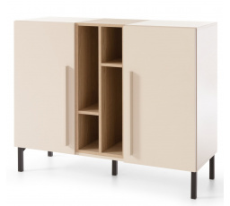 SERGIO SE 7 komód, Bézs-homok/Olajozott tölgy/Királykék