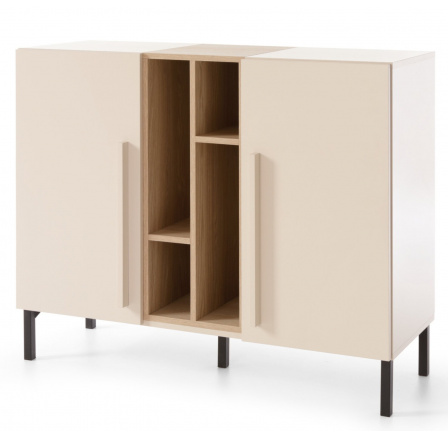 SERGIO SE 7 komód, Bézs-homok/Olajozott tölgy/Királykék