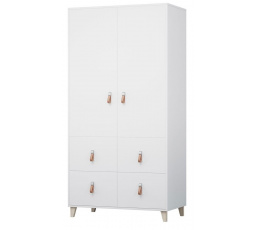 4S2D ruhásszekrény - FIGO 06, Fehér/Természetes