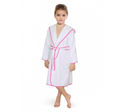 Dětský froté župan bílý s růžovou stuhou holky 3-5 let