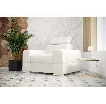 FOTEL ROYAL SKÓRA NATURALNA - Skóra biała