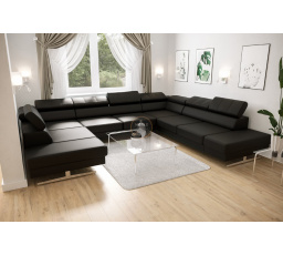 NAROŻNIK EMPORIO MAX I 300x350x220 SKÓRA NATURALNA - prawa , Skóra czarna