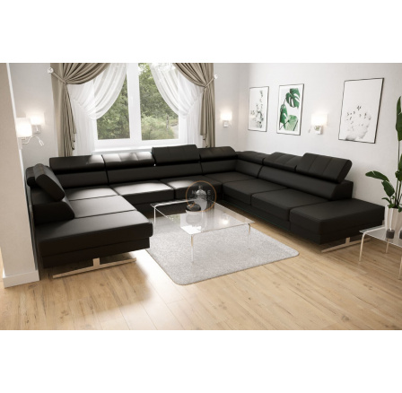 NAROŻNIK EMPORIO MAX I 300x350x220 SKÓRA NATURALNA - prawa , Skóra czarna