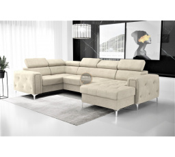 NAROŻNIK ORION MAX III Z FUNKCJĄ SPANIA 165x320x185 CM - Odcienie beżu , lewa