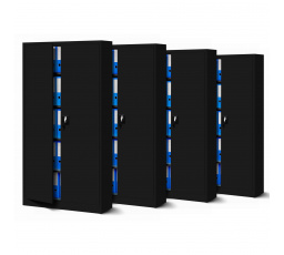 4 db JAN irodai fém iratszekrény, 900 x 1850 x 400 mm, fekete