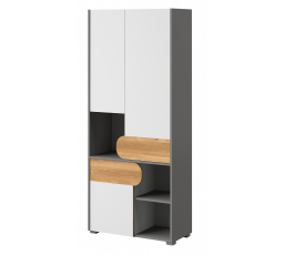 CARINI szekrény - CA2, világos grafit/fehér briliáns/nash tölgy