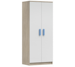 2D SMYK III - 06 Gardróbszekrény, Sonoma Tölgy/Fehér/Kék