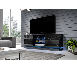 QIU 160 TV-állvány, fekete / magasfényű fekete