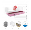 CARINO PARTEROWE RAMA BIAŁY SZUFLADA RÓŻOWY 90 X 200 KPL