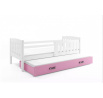 KUBUŚ PODWÓJNE RAMA BIAŁY SZUFLADA RÓŻOWY BEZ MATERACY 80 X 190 KPL