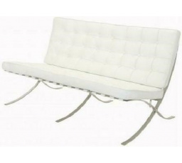 Sofa BA2 két személyre, fehér természetes bőr