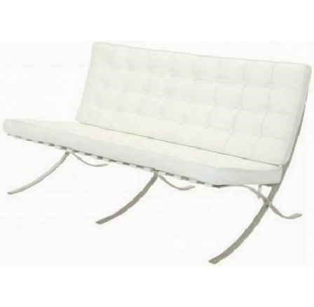 Sofa BA2 két személyre, fehér természetes bőr