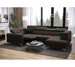 NAROŻNIK TOSCANIA MAX I RELAX Z FUNKCJĄ SPANIA170x350x185 CM - lewa , Odcienie brązowego