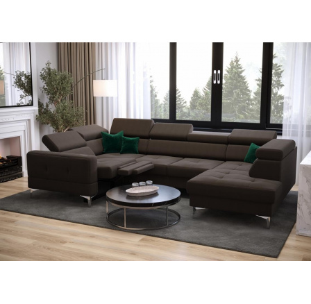 NAROŻNIK TOSCANIA MAX I RELAX Z FUNKCJĄ SPANIA170x350x185 CM - lewa , Odcienie brązowego