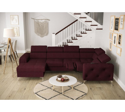 NAROŻNIK ORION MAX III RELAX Z FUNKCJĄ SPANIA 165x320x190 CM - Odcienie bordowego , prawa