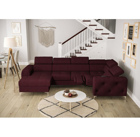 NAROŻNIK ORION MAX III RELAX Z FUNKCJĄ SPANIA 165x320x190 CM - Odcienie bordowego , prawa