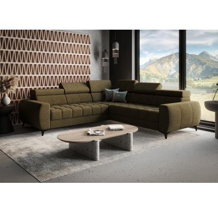 NAROŻNIK ROZKŁADANY PORTO MAX 255X255 CM - lewa , Odcienie oliwkowego