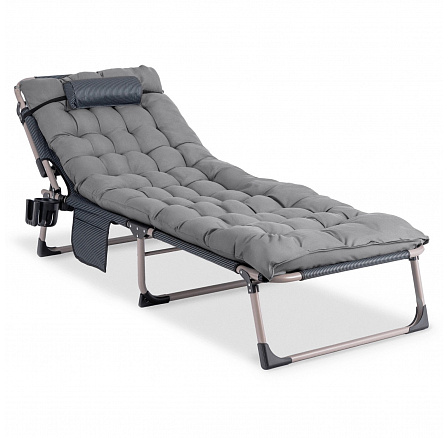 Leżak Ogrodowy Łóżko Polowe SATURN Szare