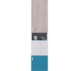 PLANET- PL4 L/P polc, fehér lux+tölgy+kék