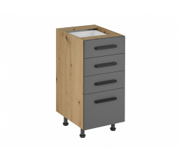 Langen D40S4 alsó konyhaszekrény, szürke/tölgy artisan