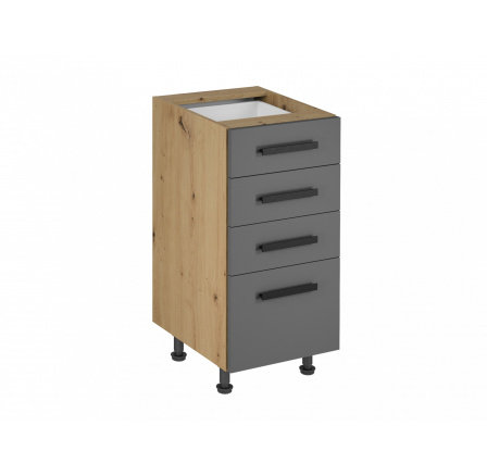 Langen D40S4 alsó konyhaszekrény, szürke/tölgy artisan