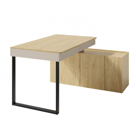 LUCA LC 10 L/P íróasztal, Bézs-homok/Olajozott tölgy