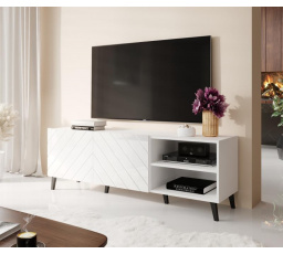 TV komód ABETO, 150 fekete matt / fekete fényes