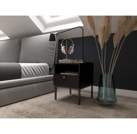 Lanzzi 40 Stolik Czarny Mat /Czarny Mat Czarny Mat 40x50