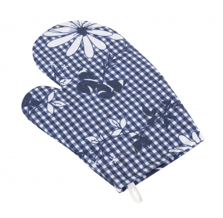 Kuchyňská chňapka modrá kostička s květem