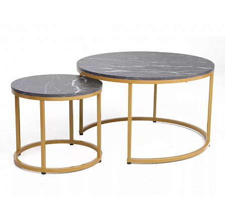 DION konferencia asztal - készlet, fekete márvány hatás/Arany