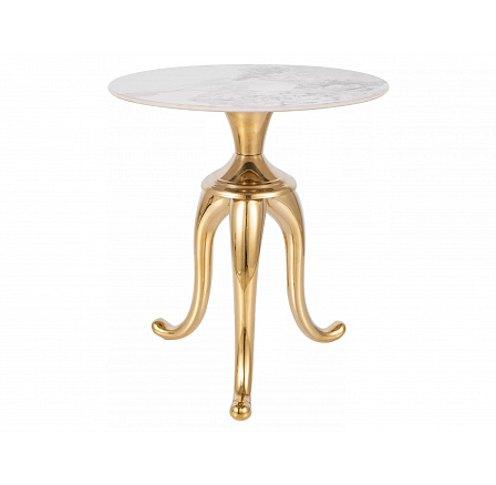 SNAKE konferencia asztal, Fehér márvány hatás/Arany