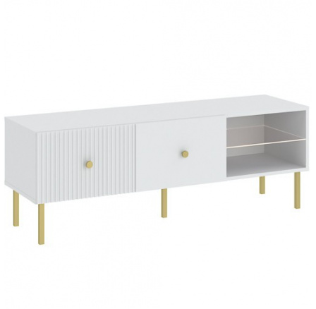 TV állvány VIENA RTV 1350 1D, Fehér/Arany