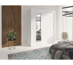 IN BOX 180 gardróbszekrény tükörrel, Fehér/Fehér márvány