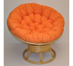 Ratanový papasan houpací medový polstr oranžový melír