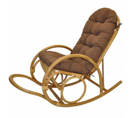 Ratanové houpací křeslo Jenaira medové polstr hnědý melír