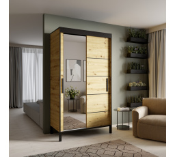 Tolóajtós szekrény BELL-M 120 Artisan+Fekete