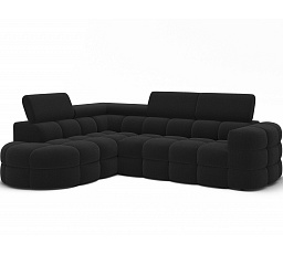 Carmenn sarokkanapé ágyfunkcióval, ágyneműtartóval és állítható fejtámlákkal, sötétszürke buklé, bal oldali Royal 05 205x126 Bal 1