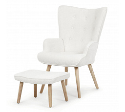 Relaxációs szék, fehér, bouclé szövet, AK-319 WT2