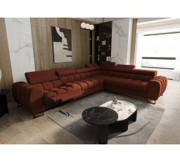 NAROŻNIK ROZKŁADANY ASPEN MAX RELAX 330x260 CM - Odcienie ceglaste , prawa
