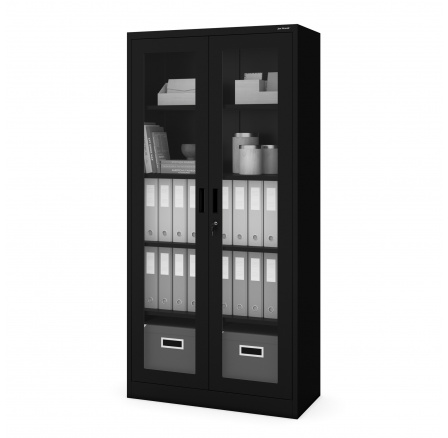 Üvegezett szekrény AMELIA 900 x 1850 x 400 mm, fekete