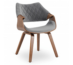 Krzesło LUISE Szary/Orzech Welurowe