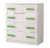 Komód 4S SMYK I - 02, Fehér Matt/Zöld