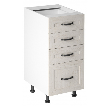 Kuchyňská dolní skříňka Royal D40S4, Bílá/Borovice nordická