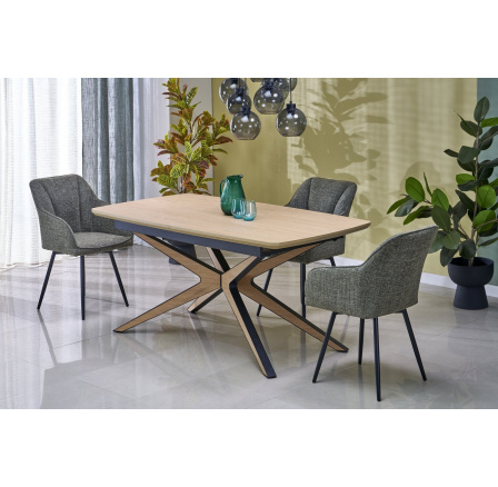 Étkezőasztal JAMES, természetes / fekete