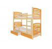 Kétszemélyes emeletes ágy matracokkal OSUNA Pine+Orange