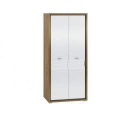 DALLAS 01-01 orzech naturalny/MDF biały połysk - szafa