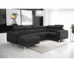 NAROŻNIK ORION MAX III Z FUNKCJĄ SPANIA 165x320x185 CM - Odcienie czarnego , prawa