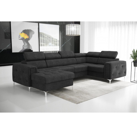 NAROŻNIK ORION MAX III Z FUNKCJĄ SPANIA 165x320x185 CM - Odcienie czarnego , prawa NAROŻNIK ORION MAX III Z FUNKCJĄ SPANIA 165x320x185 CM - Odcienie czarnego , prawa