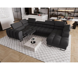 NAROŻNIK ROZKŁADANY ASPEN MAX II RELAX 198x350x170 CM - lewa , Odcienie czarnego