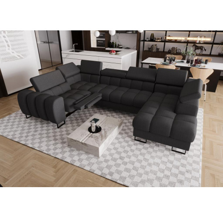 NAROŻNIK ROZKŁADANY ASPEN MAX II RELAX 198x350x170 CM - lewa , Odcienie czarnego